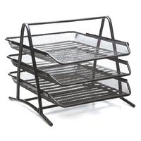 Bion 9309 Perfore Metal Evrak Rafı 3 Katlı Siyah