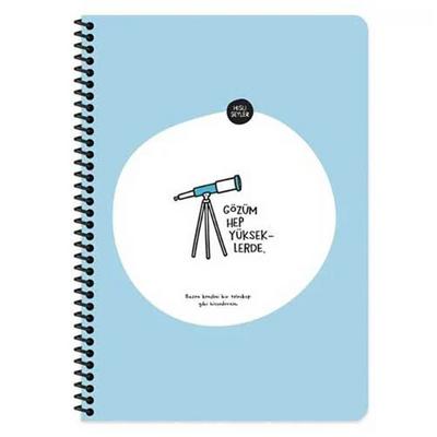 Hisli Şeyler Spiralli Defter A5 Küçük 80 Kareli Gözüm Hep Yükseklerde