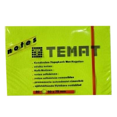 Temat Yapışkanlı Not Kağıdı 50X75mm 80'Li Yeşil