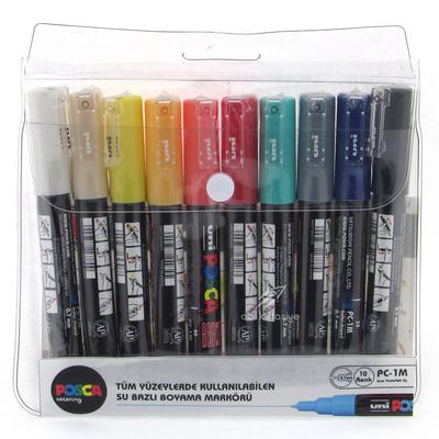 Uni Posca Su Bazlı Poster Markörü Pc-1M/10C 0,7Mm Yuvarlak Uçlu 10 Renk Set
