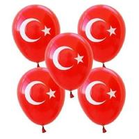 Balon Bayrak Ay Yıldız 12 İnch 30Cm 10'Lu Paket