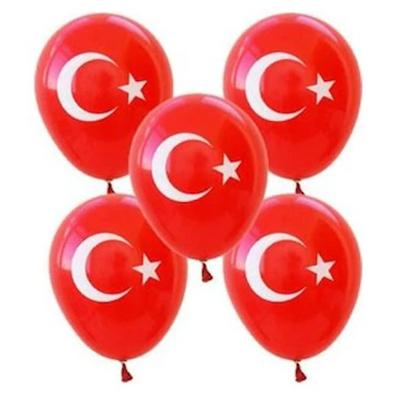Balon Bayrak Ay Yıldız 12 İnch 30Cm 10'Lu Paket