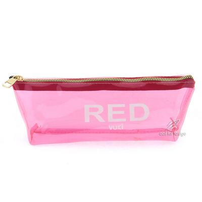 Vuki 0115-2 Şeffaf Üçgen Kalem Çantası Kırmızı