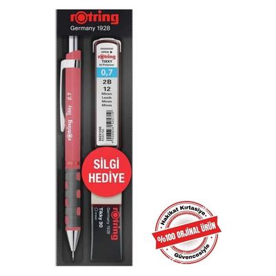 Rotring Tikky Versatil Kalem Silgi Ve Uç Set 0,7Mm Kırmızı