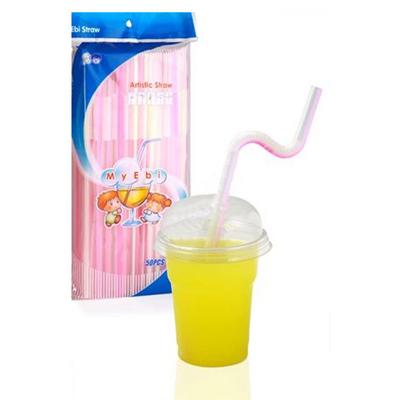 Bükülebilir Artistik Uzun Körüklü Jumbo Kalın Pipet 50'Li Paket