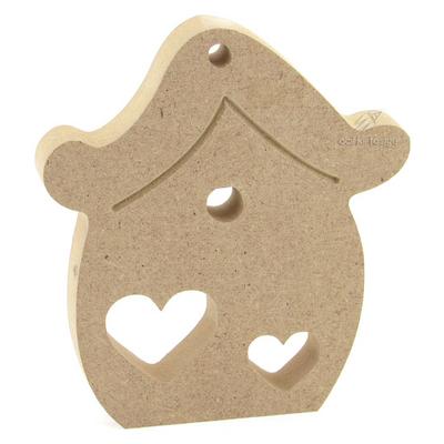 Magic Art Ahşap Mdf Obje K379 Biblo Kalpli Mantar Ev