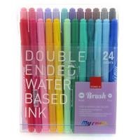 Dong-A My Color 2 Brush Fırça Uçlu Çift Taraflı Keçeli Kalem Set 24'Lü