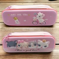 Taros 7674 Kedi Kabartmalı 2 Gözlü Kalem Çantası