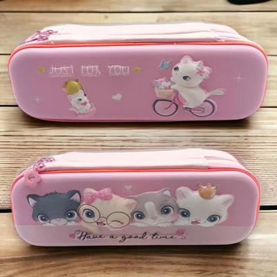 Taros 7674 Kedi Kabartmalı 2 Gözlü Kalem Çantası