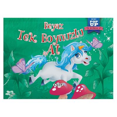 Çiçek Pop Up 3 Boyutlu Masallar - Beyaz Tek Boynuzlu At