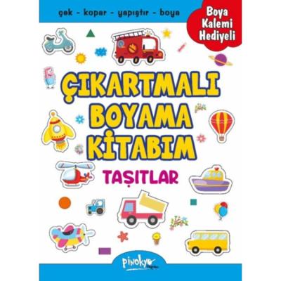 Pinokyo Yay. - Çıkartmalı Boyama Kitabı Kuru Boya Hediyeli Taşıtlar