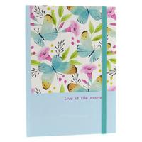 Liz Ofs129l Lastikli Defter 14X20cm Noktalı Live In The Moment Blue