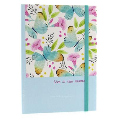 Liz Ofs129l Lastikli Defter 14X20cm Noktalı Live In The Moment Blue