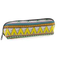 Liz Baskılı Kalem Çantası Halı Desenli Sarı - Kahve