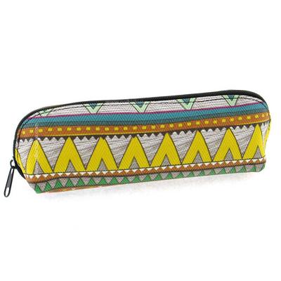 Liz Baskılı Kalem Çantası Halı Desenli Sarı - Kahve