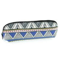 Liz Baskılı Kalem Çantası Halı Desenli Beyaz - Mavi