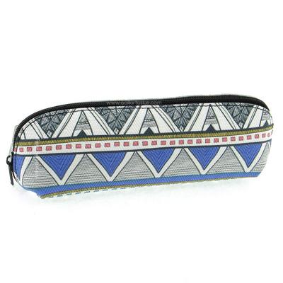 Liz Baskılı Kalem Çantası Halı Desenli Beyaz - Mavi