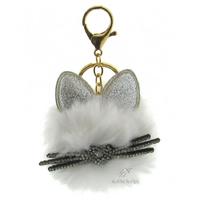 Taros 5005 Peluş Taşlı Cats Anahtarlık Beyaz
