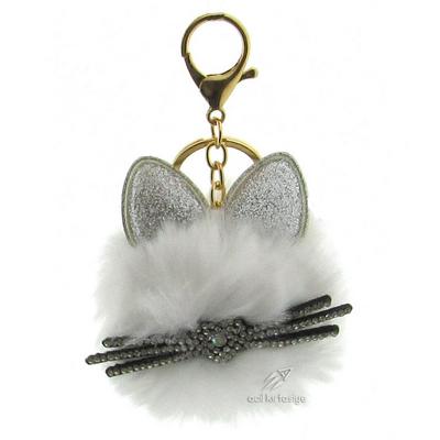 Taros 5005 Peluş Taşlı Cats Anahtarlık Beyaz