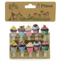 Pinco Figürlü Ahşap Mini Mandal Cupcake