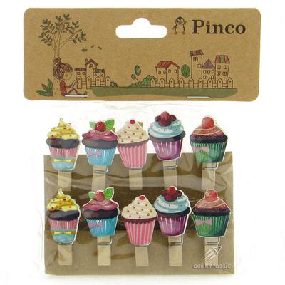 Pinco Figürlü Ahşap Mini Mandal Cupcake
