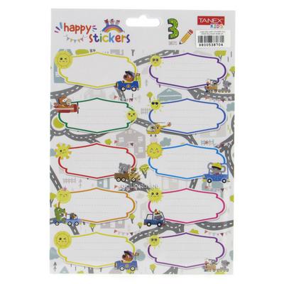 Tanex Kids Happy Stickers Okul Etiketi 3'Lü Paket