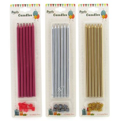 İnce Uzun Metalik Pasta Mumu 18Cm 6'Lı