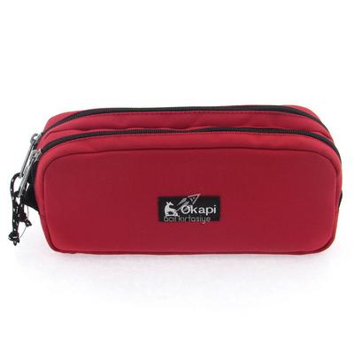 Okapi Okp-108 Çift Gözlü Kalem Çantası Kırmızı