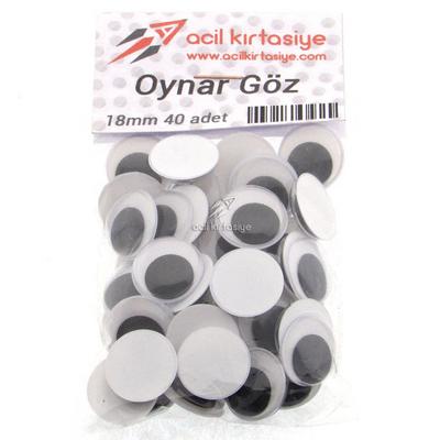 Acil Kırtasiye Oynar Göz Büyük Boy 18Mm 40'Lı Paket