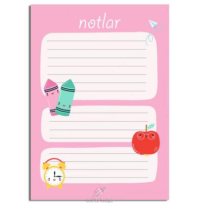 Acil Kırtasiye Desenli Memopad A6 Küçük Boy 40 Yaprak Notlar Pembe