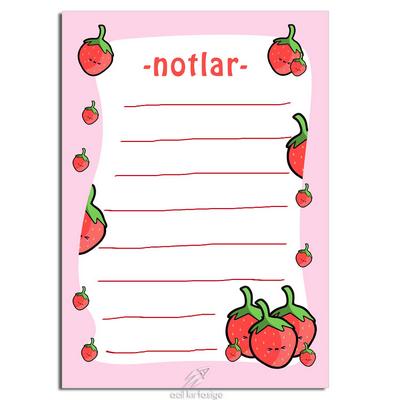 Acil Kırtasiye Desenli Memopad A6 Küçük Boy 40 Yaprak Notlar Çilek