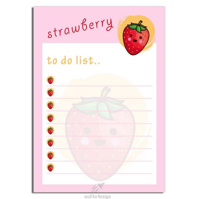 Acil Kırtasiye Desenli Memopad A6 Küçük Boy 40 Yaprak Strawberry