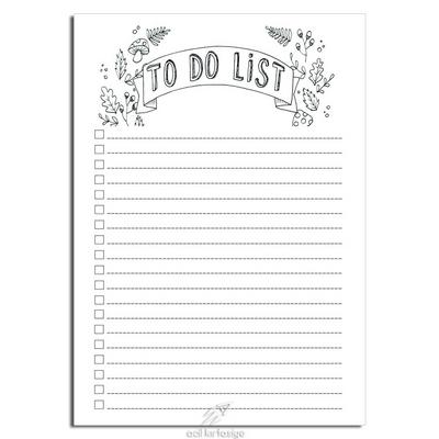 Acil Kırtasiye Desenli Memopad A6 Küçük Boy 40 Yaprak Black To Do List