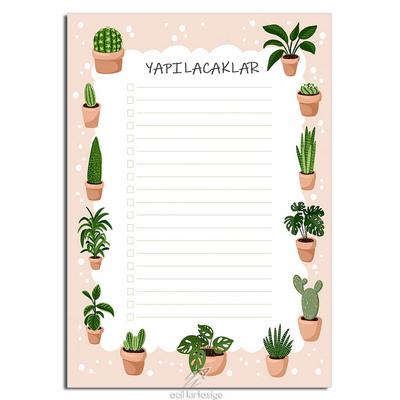 Acil Kırtasiye Desenli Memopad A6 Küçük Boy 40 Yaprak Cactus