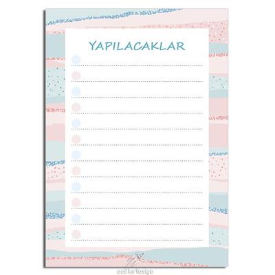 Acil Kırtasiye Desenli Memopad A6 Küçük Boy 40 Yaprak Pembe Ve Mavi