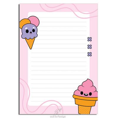 Acil Kırtasiye Desenli Memopad A6 Küçük Boy 40 Yaprak Icecream