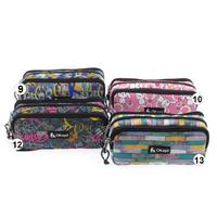 Okapi Okp-101 Üç Gözlü Kalem Çantası Desenli