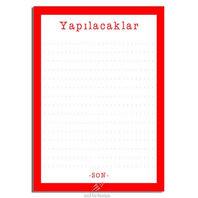 Acil Kırtasiye Desenli Memopad A6 Küçük Boy 40 Yaprak Yapılacaklar Kırmızı
