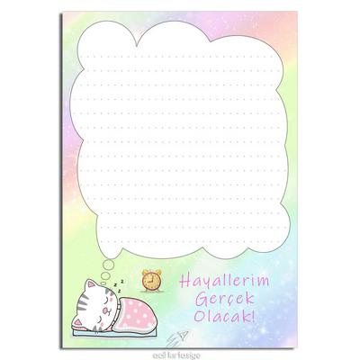 Acil Kırtasiye Desenli Memopad A6 Küçük Boy 40 Yaprak Hayallerim Gerçek Olacak