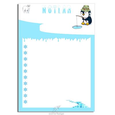 Acil Kırtasiye Desenli Memopad A6 Küçük Boy 40 Yaprak Penguen Notlar