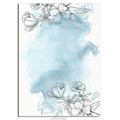 Acil Kırtasiye Desenli Memopad A5 Orta Boy 40 Yaprak Watercolor Floral Blue