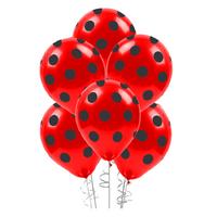 Balon 12 İnch 30Cm 10'Lu Paket Baskılı Puantiye Kırmızı