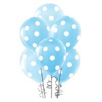 Balon 12 İnch 30Cm 10'Lu Paket Baskılı Puantiye Açık Mavi