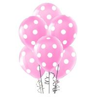 Balon 12 İnch 30Cm 10'Lu Paket Baskılı Puantiye Açık Pembe