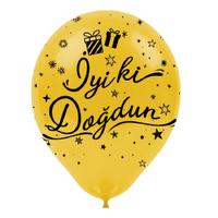 Balon 12 İnch 30Cm 10'Lu Paket Baskılı İyi Ki Doğdun Altın