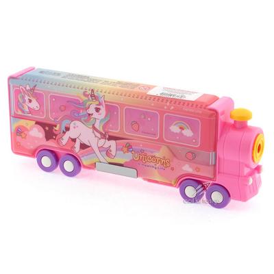 Taros 7145 2 Gözlü Fonksiyonel Kalem Kutusu Tren Şekilli Pembe