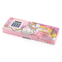 Taros 7139 2 Gözlü Fonksiyonel Kalem Kutusu Hesap Makineli Pembe