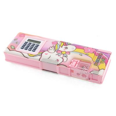 Taros 7139 2 Gözlü Fonksiyonel Kalem Kutusu Hesap Makineli Pembe