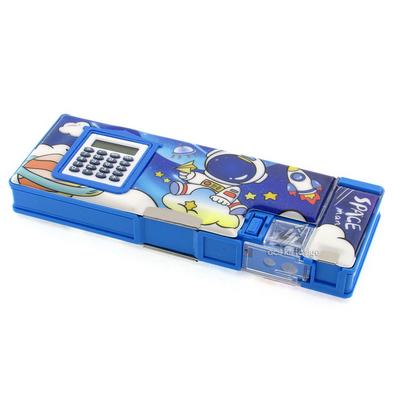 Taros 7140 2 Gözlü Fonksiyonel Kalem Kutusu Hesap Makineli Mavi