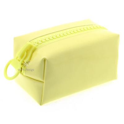 Unicus 975 Rugan Big Zip Makyaj Ve Kalem Çantası Pastel Sarı